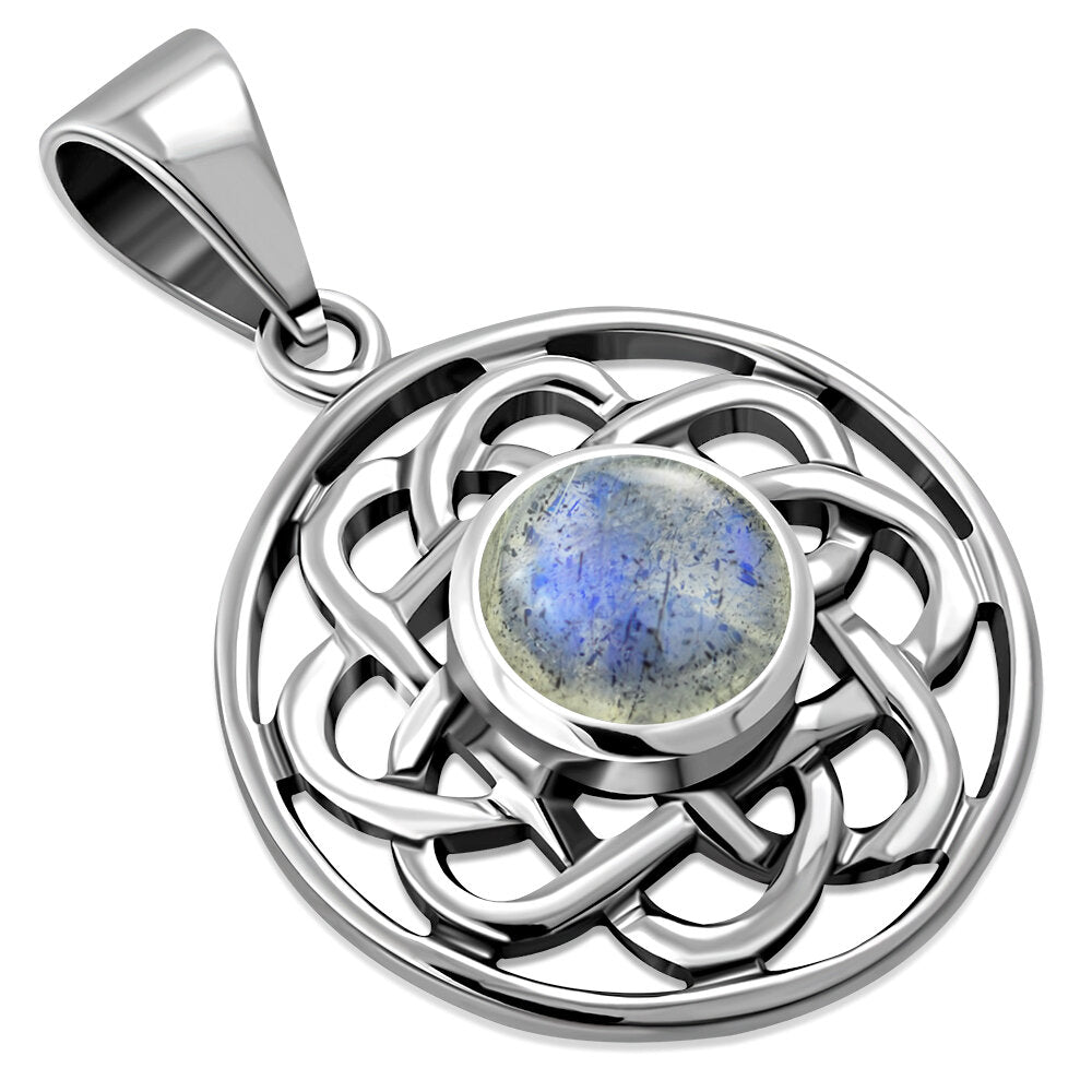 Celtic Stone Pendant - Flower Knot with Labradorite