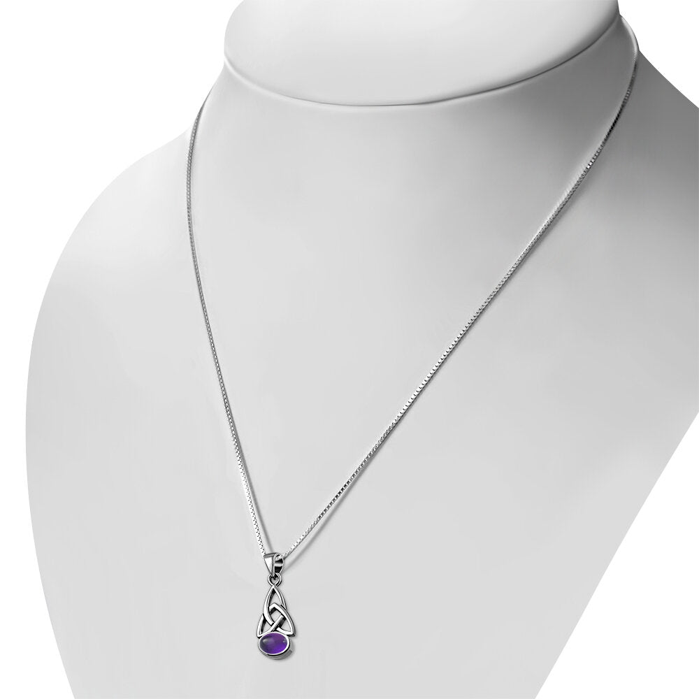 Celtic Stone Pendant-Elongated Trinity with Amethyst