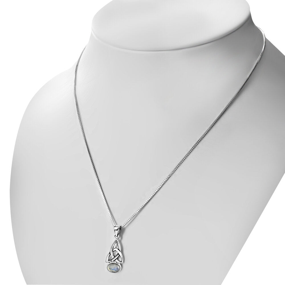 Celtic Stone Pendant- Elongated Trinity knot with Labradorite