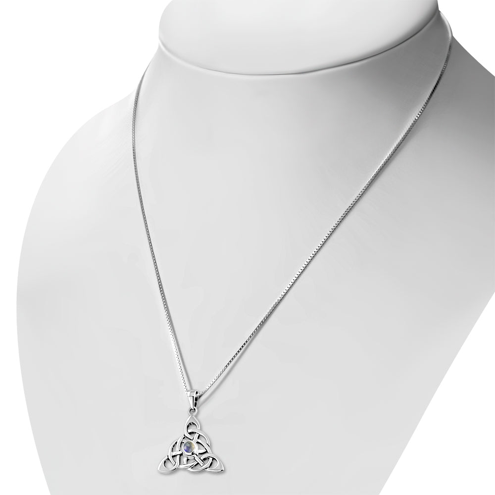 Triquetra Stone Pendant - Knotted Trinity with Labradorite
