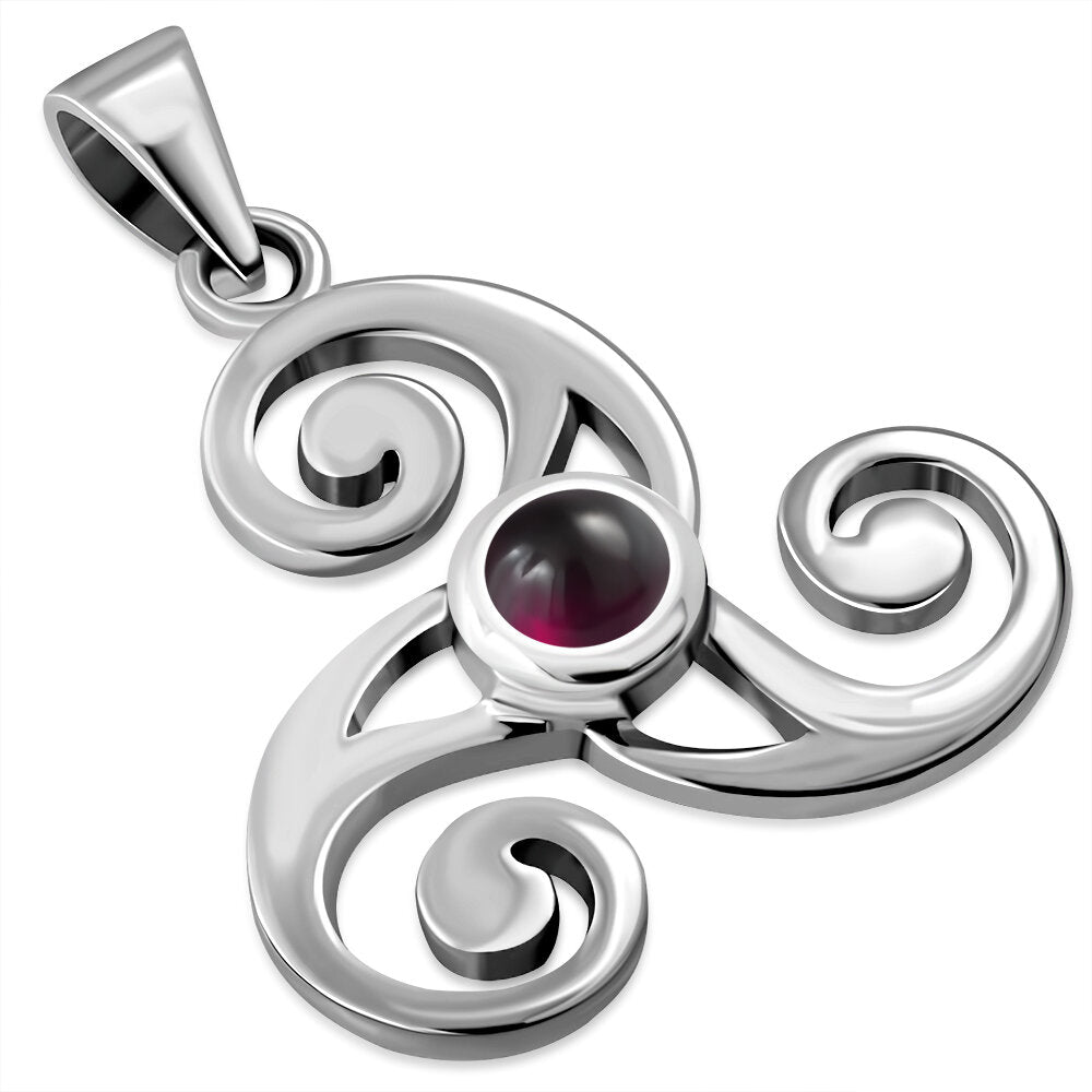 Celtic Stone Pendant-Three Windows with Red Garnet
