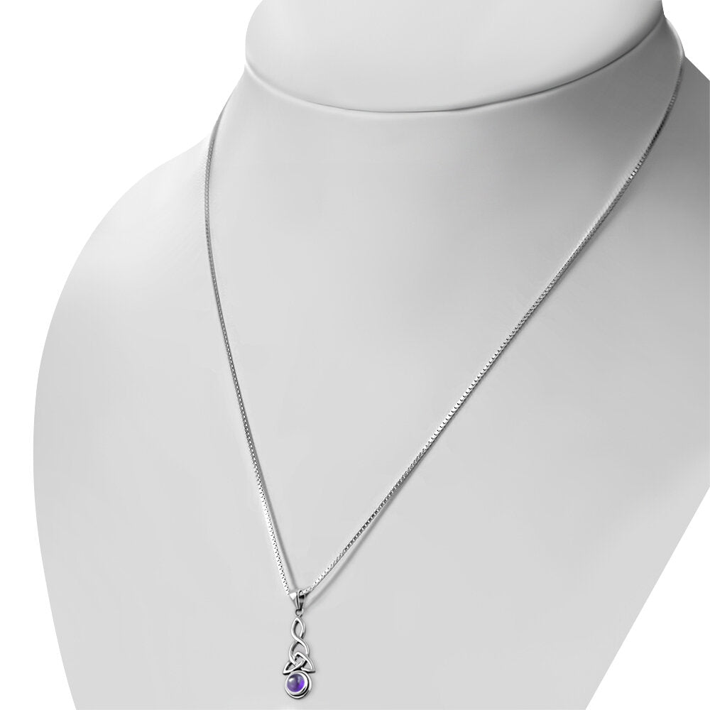 Celtic Stone Pendant- Looped Triquetra with Amethyst