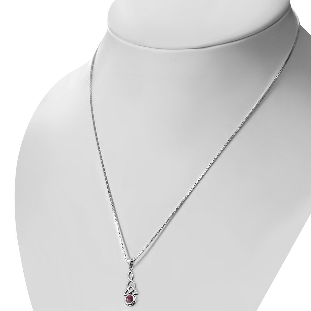 Celtic Stone Pendant- Looped Triquetra with Red Garnet