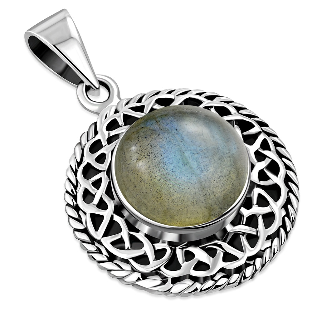 Celtic Stone Pendant - Round Knotted Border with Labradorite