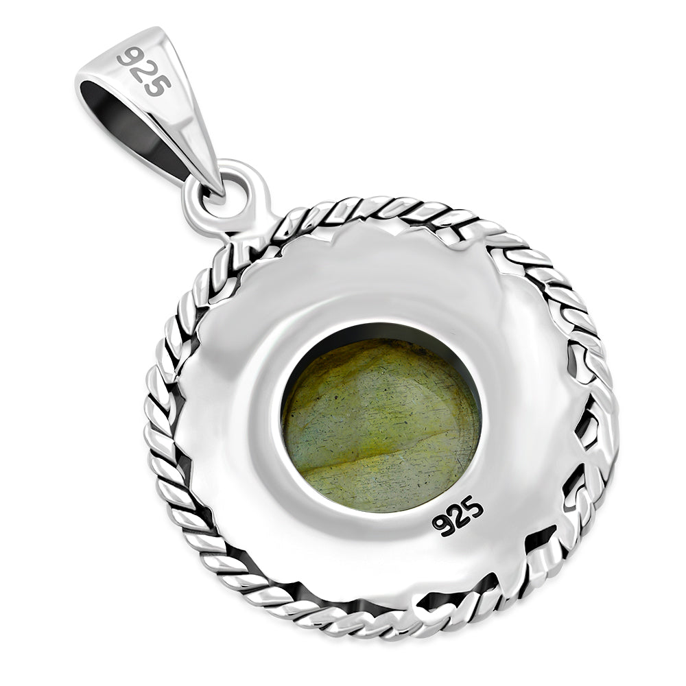 Celtic Stone Pendant - Round Knotted Border with Labradorite