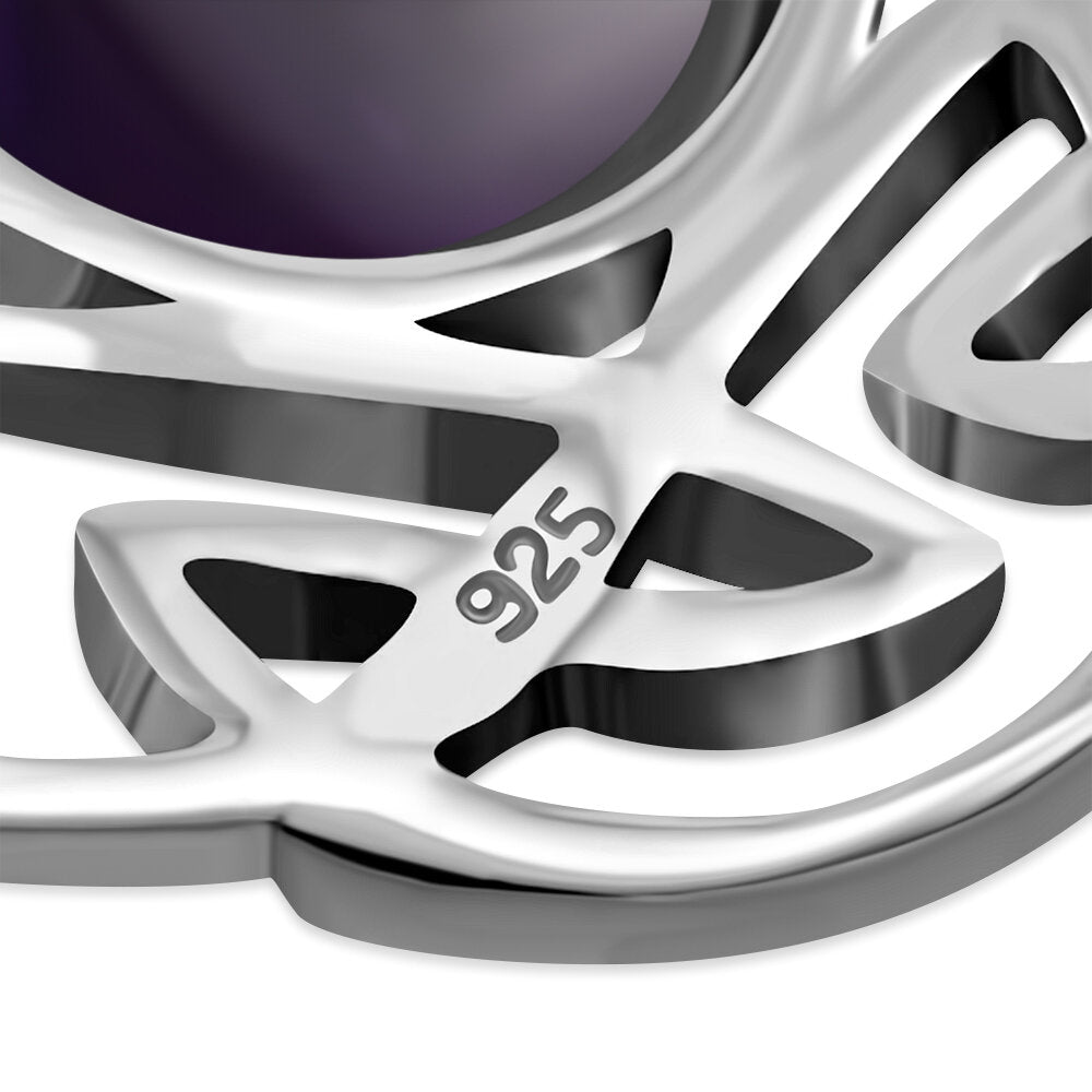 Celtic Stone Pendant - Pictish Knot Border with Amethyst