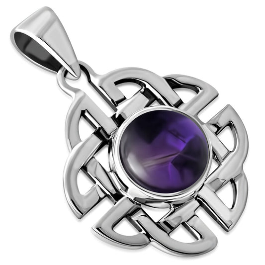 Celtic Stone Pendant - Quaternary Knot with Amethyst
