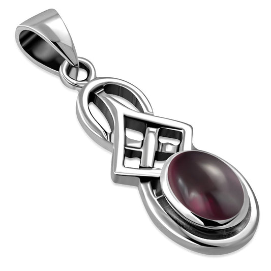 Celtic Stone Pendant - Geometric Embrace with Red Garnet
