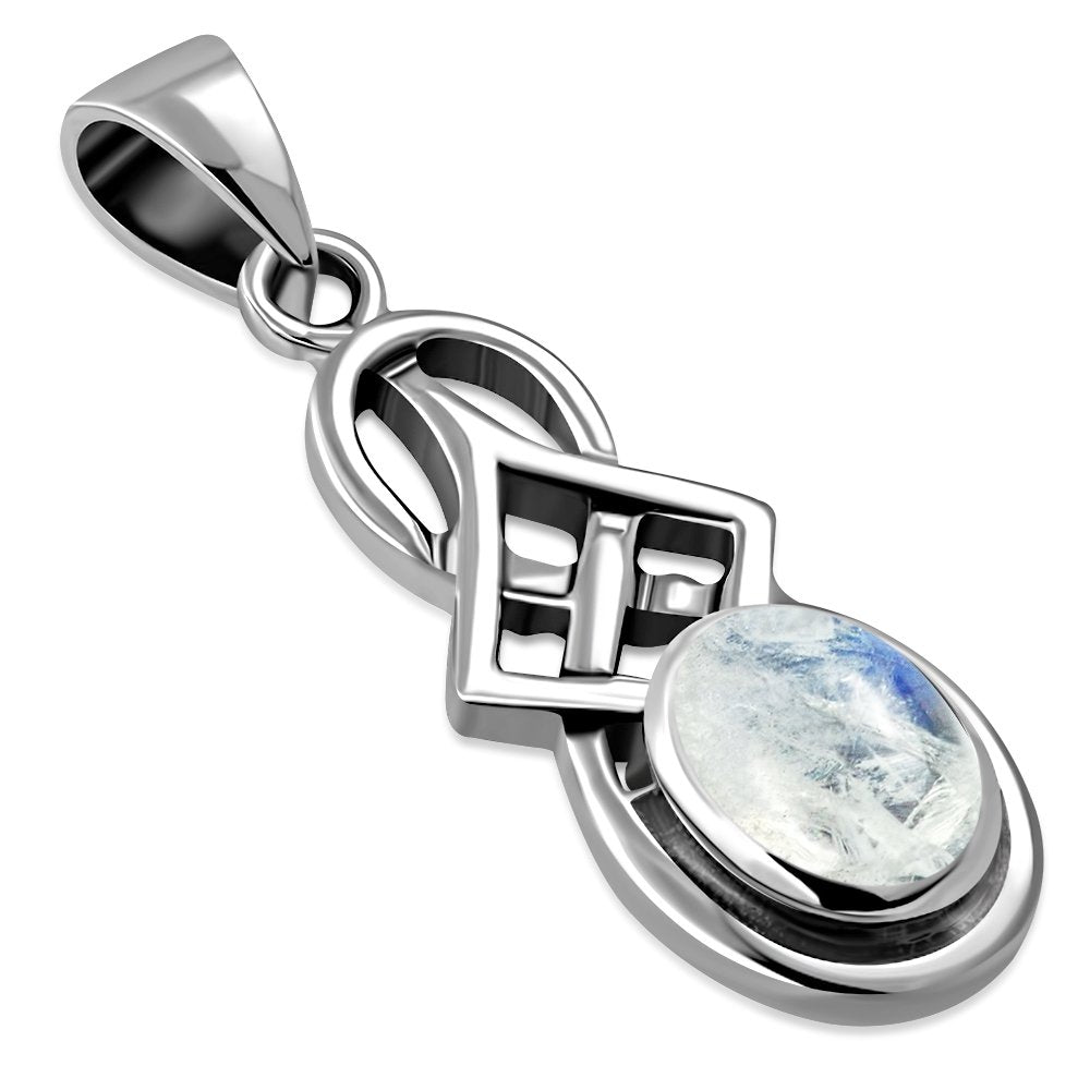 Celtic Stone Pendant - Geometric Embrace with Moonstone