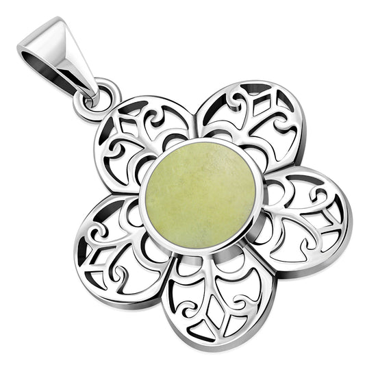 Scottish Marble Pendant - Flower with Filigree Petals