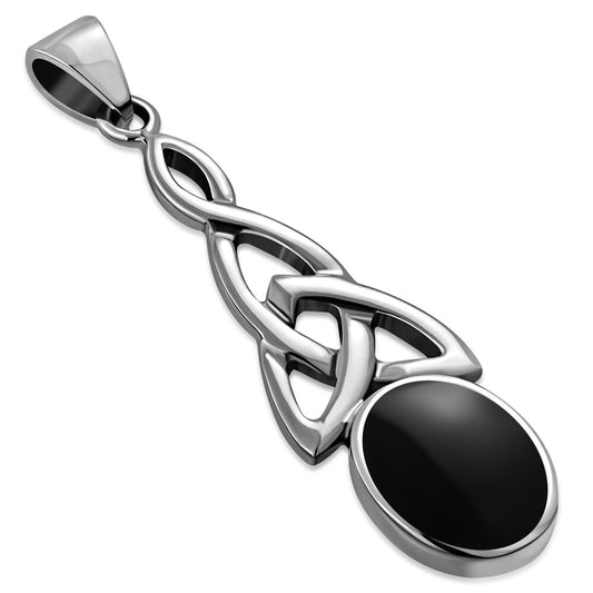 Celtic Stone Pendant- Trinity Loop Drop with Black Onyx