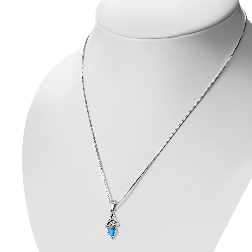 Celtic Stone Pendant-Triquetra Teardrop with Abalone