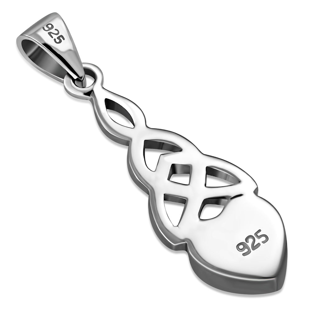 Celtic Stone Pendant - Heart with Mother-Daughter Knot with Mother of Pearl