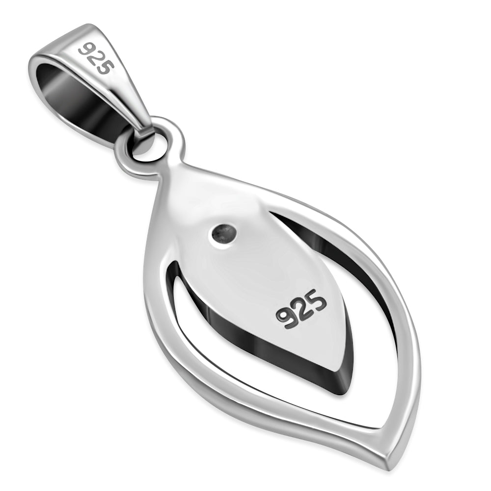 Contemporary stone pendant - Open Leaf with Abalone Shell