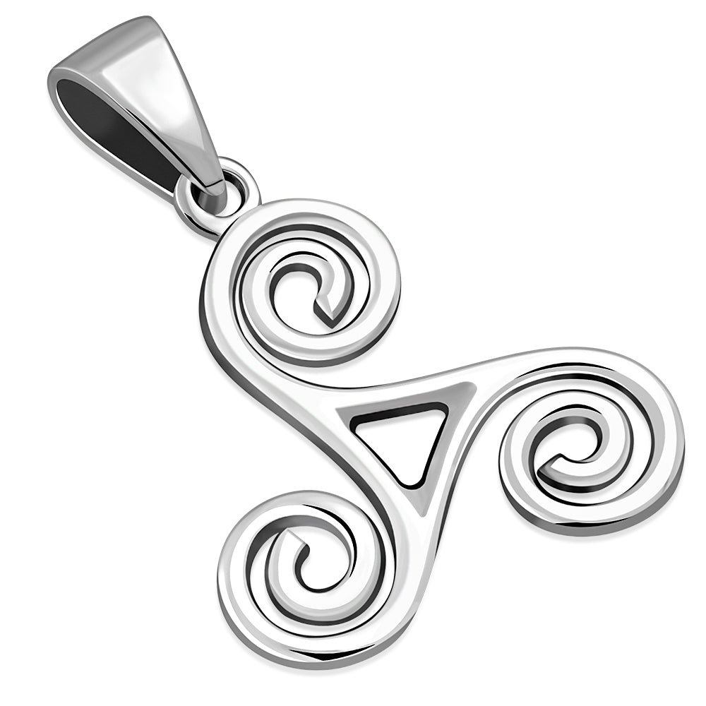 Triskele Pendant - Swirly Arms with Window (Medium)