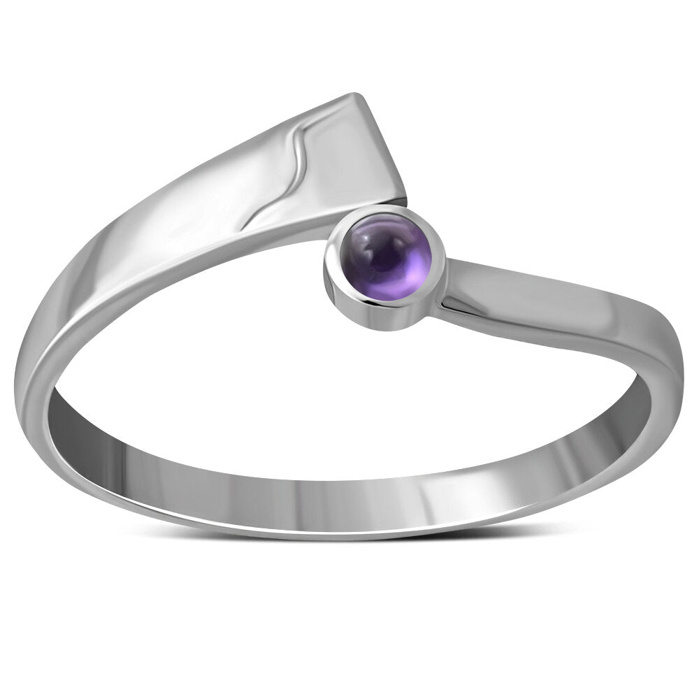 Contemporary Stone Ring- Asymmetrical Collar with Amethyst