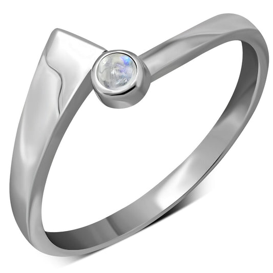 Contemporary Stone Ring- Asymmetrical Collar with Moonstone