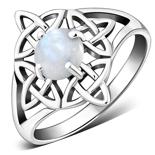 Celtic Stone Ring- Big Sailor Knot with Moonstone