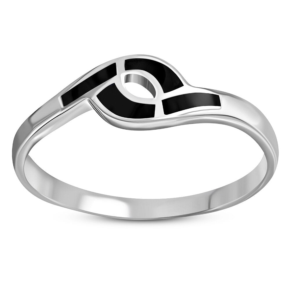 Contemporary Stone Ring- Closed Loop with Black Onyx