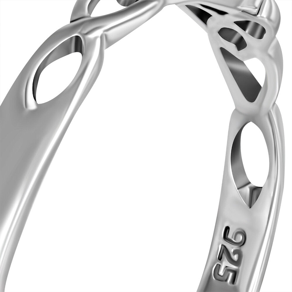 Celtic Stone Ring- Diamond Triquetra with Black Onyx