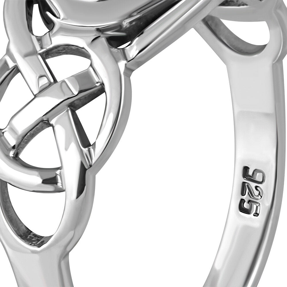 Celtic Stone Ring- Looped Frame with round Moonstone (Small)