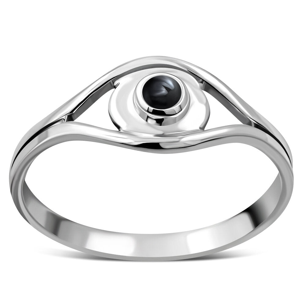 Contemporary Stone Ring- Closed Eye with Black Onyx