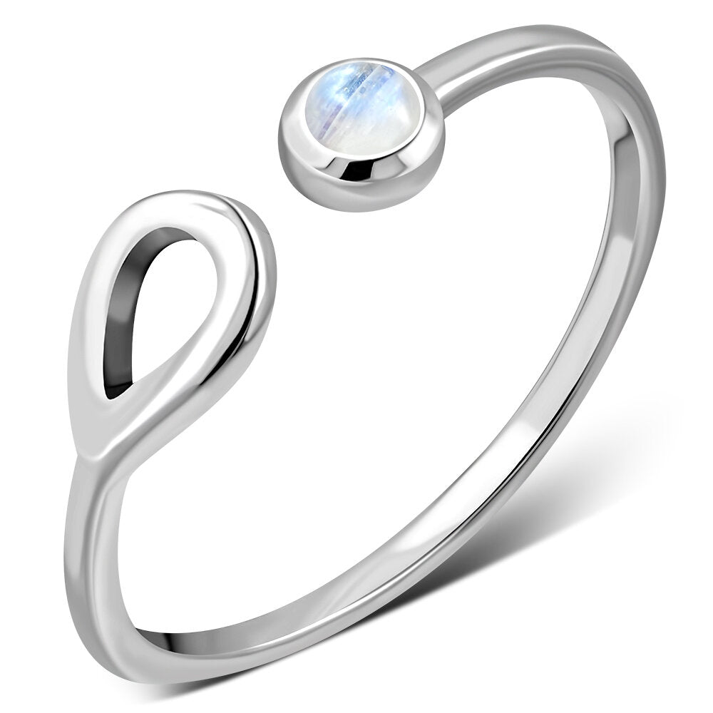 Contemporary Stone Ring- Single Loop with Moonstone