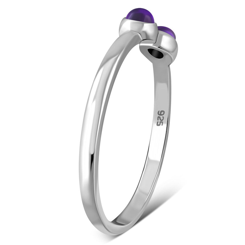 Contemporary Stone Ring- Dual Stone Open Wrap with Amethyst