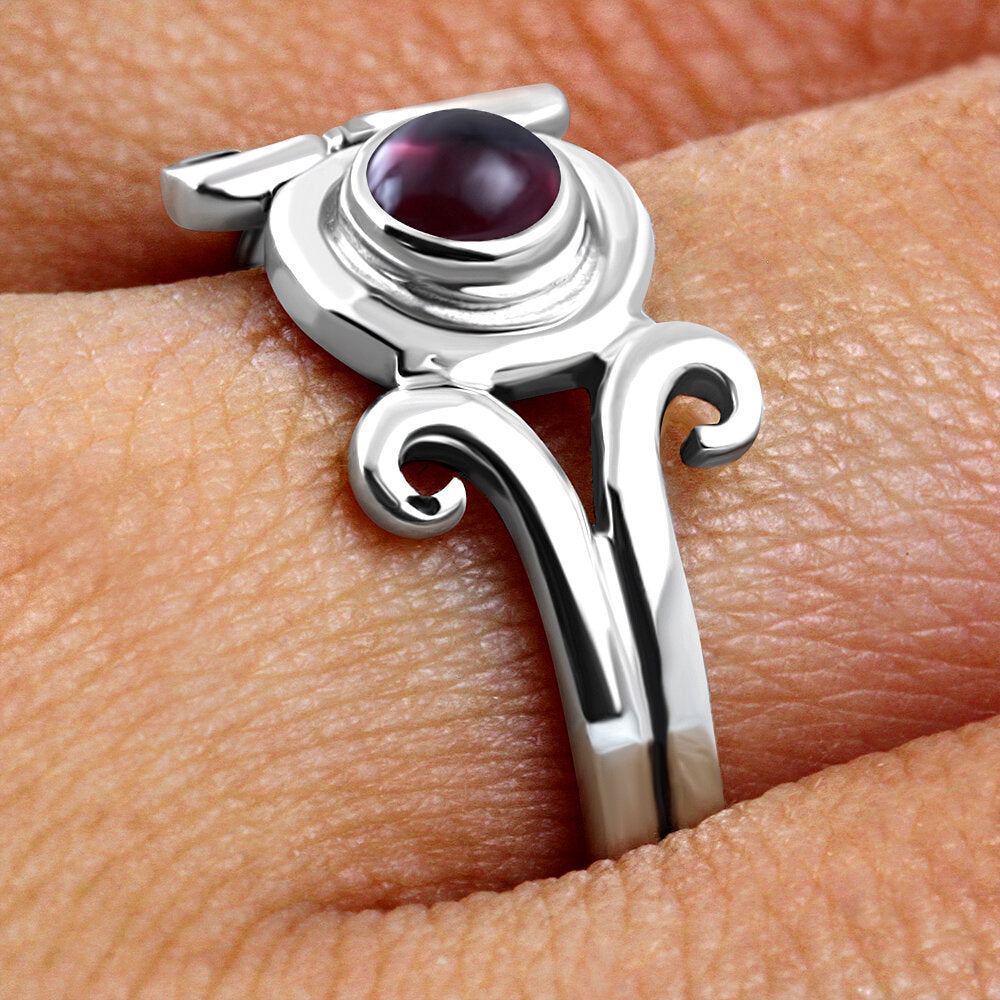 Contemporary Stone Ring- Heraldic Arms with Red Garnet