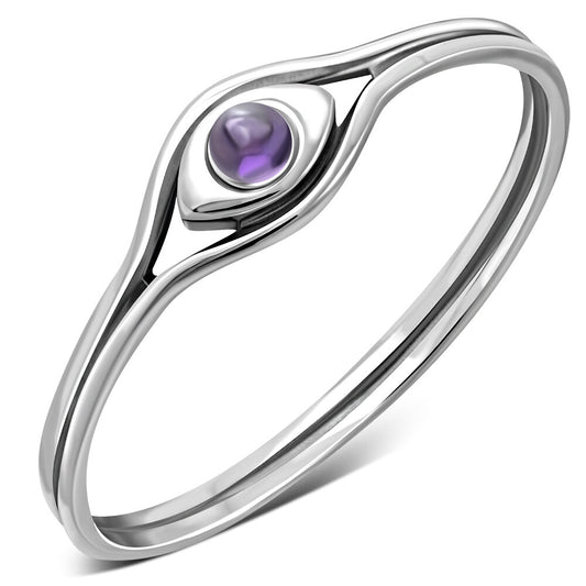 Contemporary Stone Ring- The Eye with Amethyst