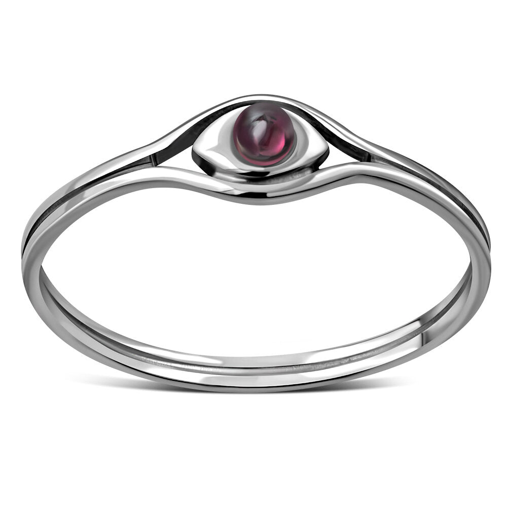 Contemporary Stone Ring- The Eye with Red Garnet