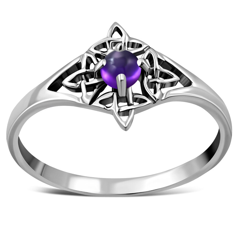 Celtic Stone Ring- Sailor Knot with Amethyst