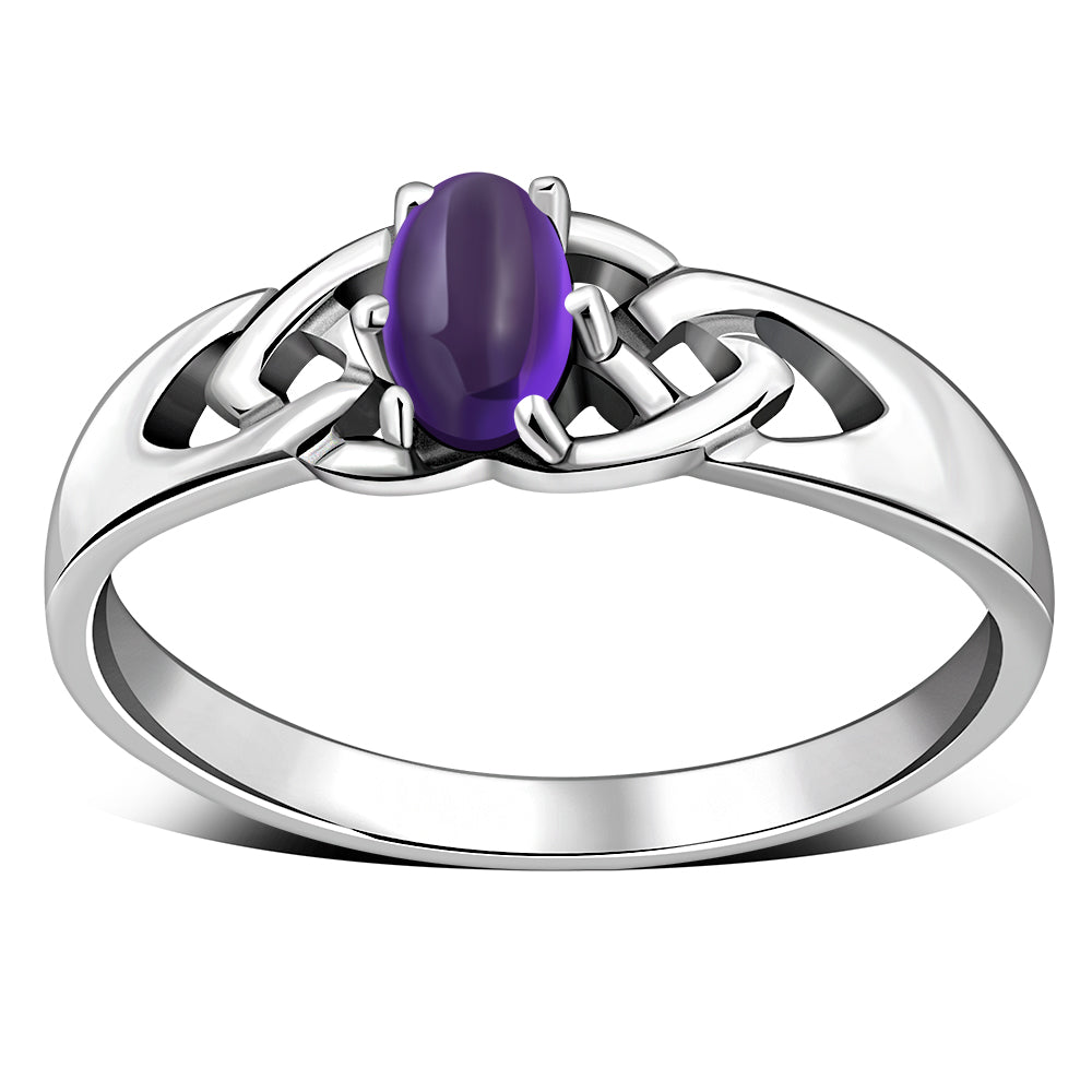Celtic Stone Ring- Celtic Clasp with Amethyst
