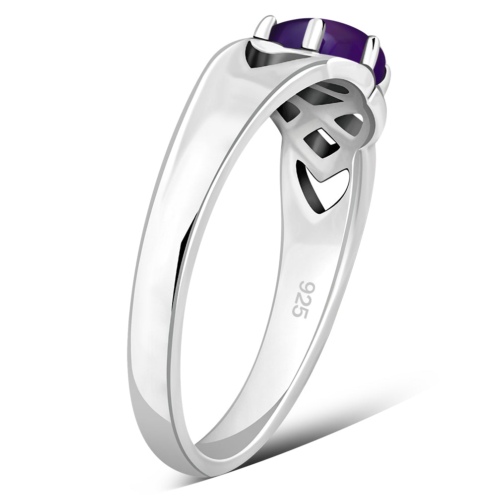 Celtic Stone Ring- Celtic Clasp with Amethyst