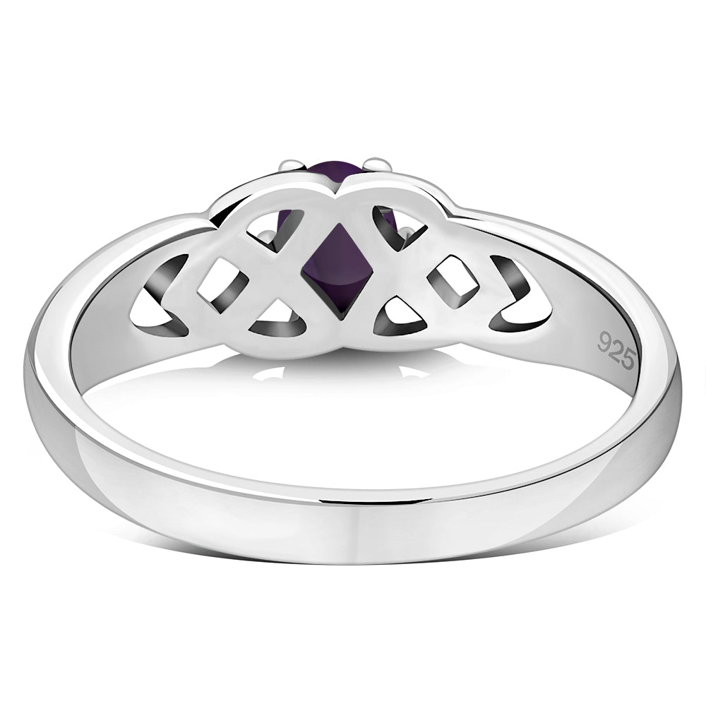 Celtic Stone Ring- Celtic Clasp with Amethyst