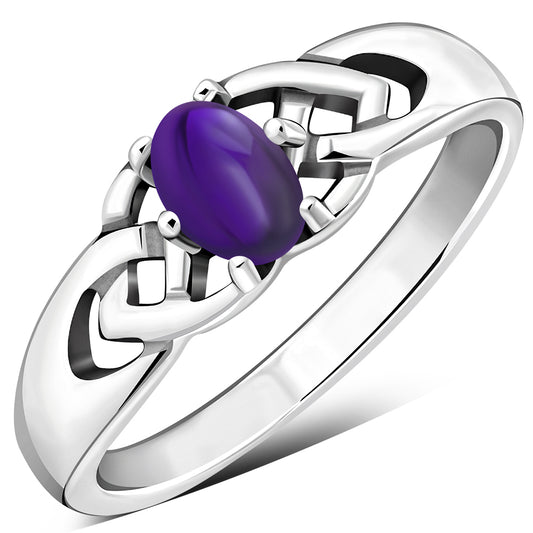 Celtic Stone Ring- Celtic Clasp with Amethyst
