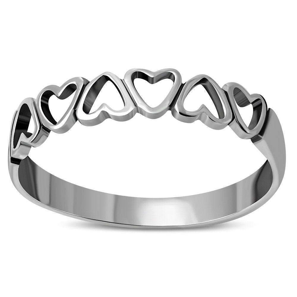 Contemporary Ring- Six Hearts Connected