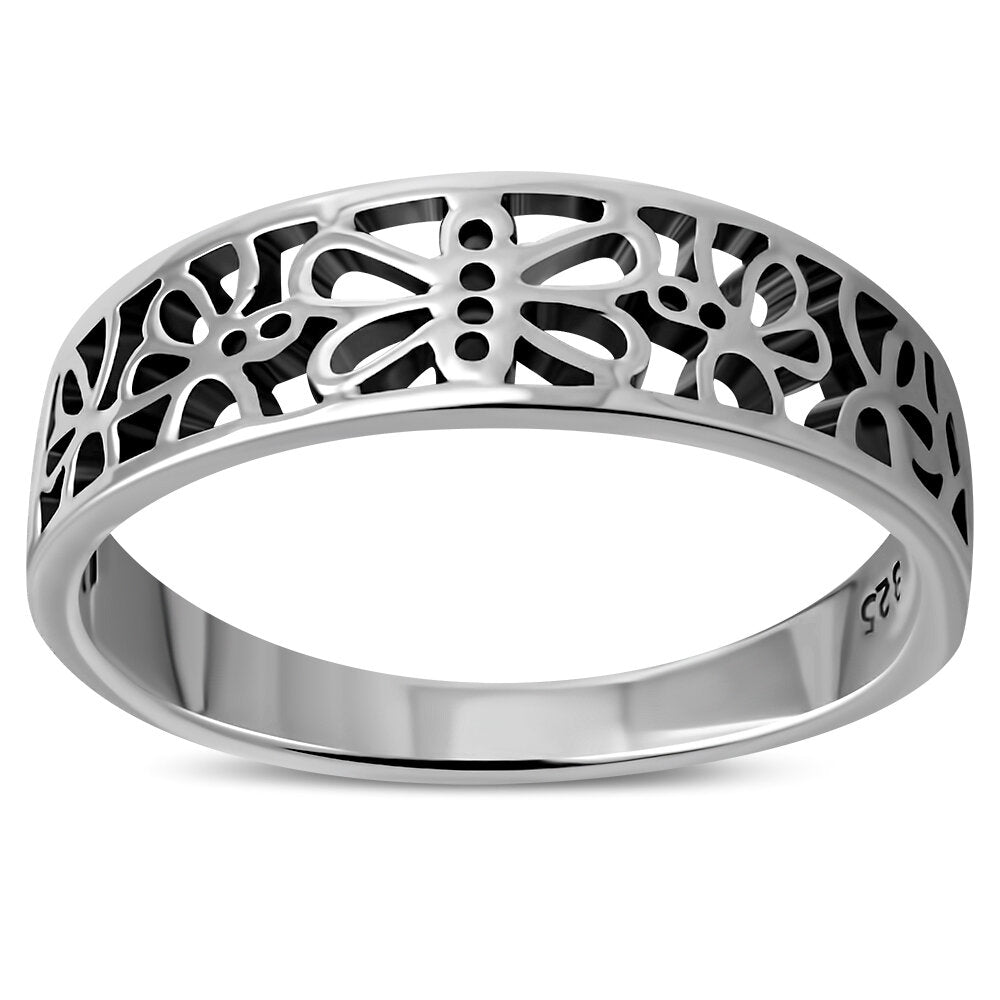 Contemporary Ring- Butterfly with Flowers