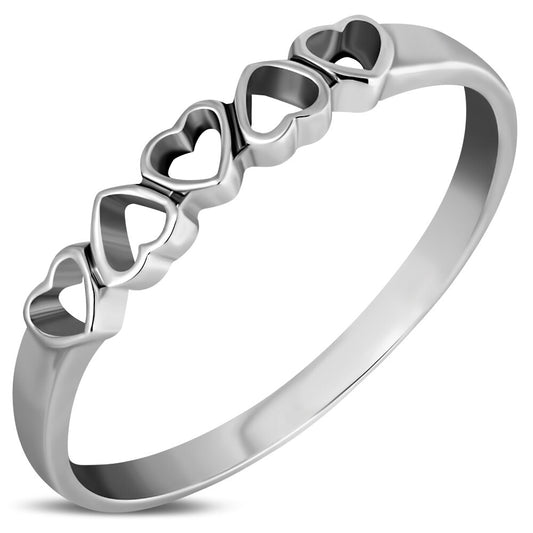 Contemporary Ring - Alternating Love Hearts