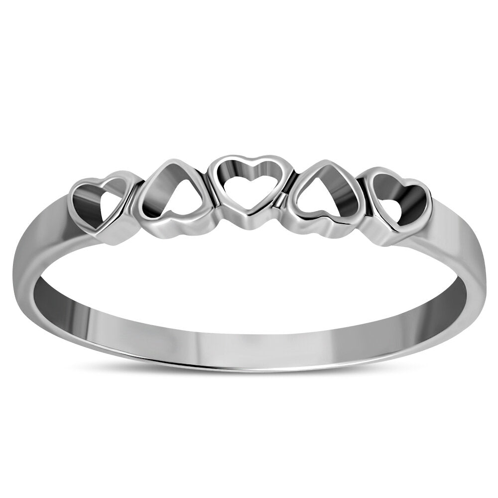 Contemporary Ring - Alternating Love Hearts