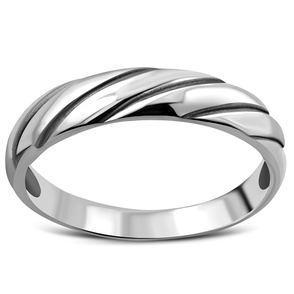Contemporary Ring- Wide Stripy Band