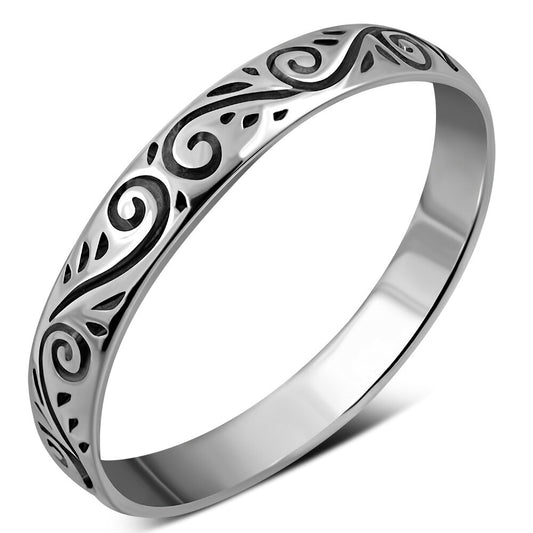 Contemporary Ring - Delicate Vine Print