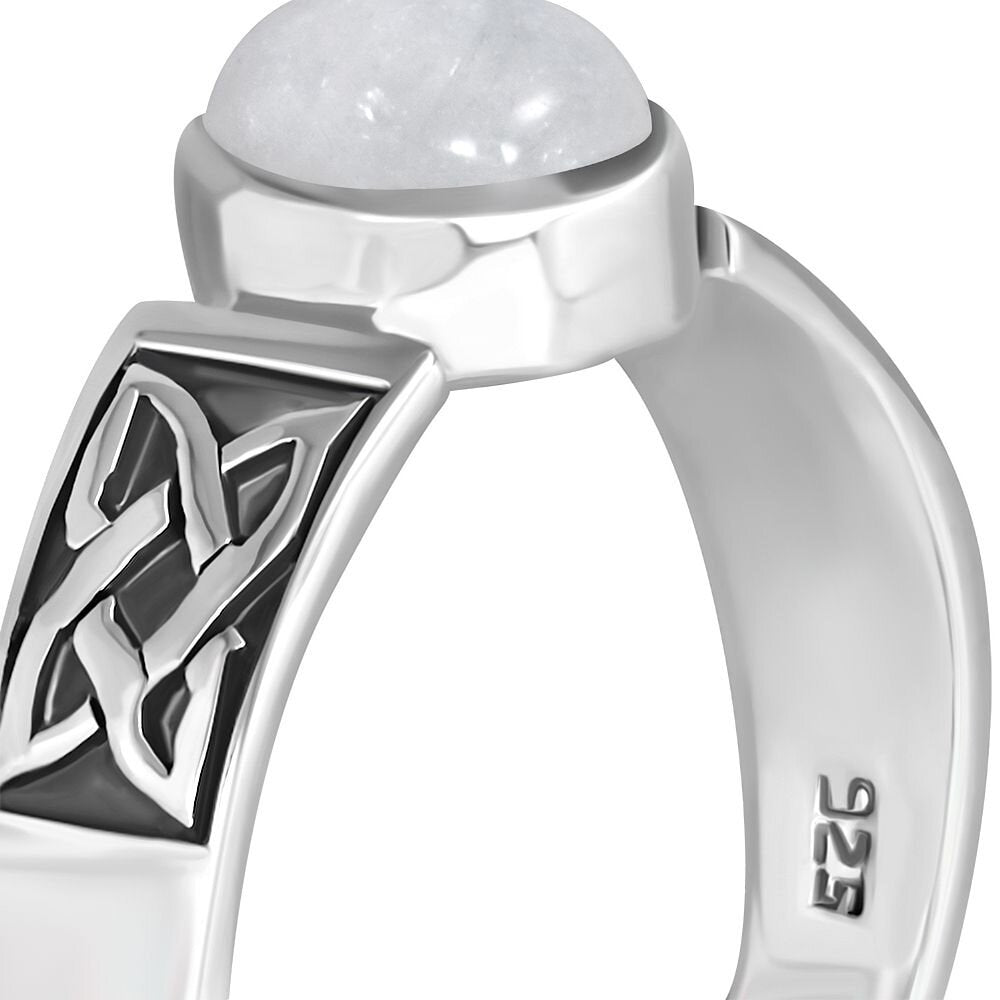 Celtic Stone Ring- Four Corner Band with Moonstone