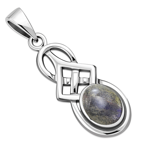Celtic Stone Pendant - Geometric Embrace with Labradorite